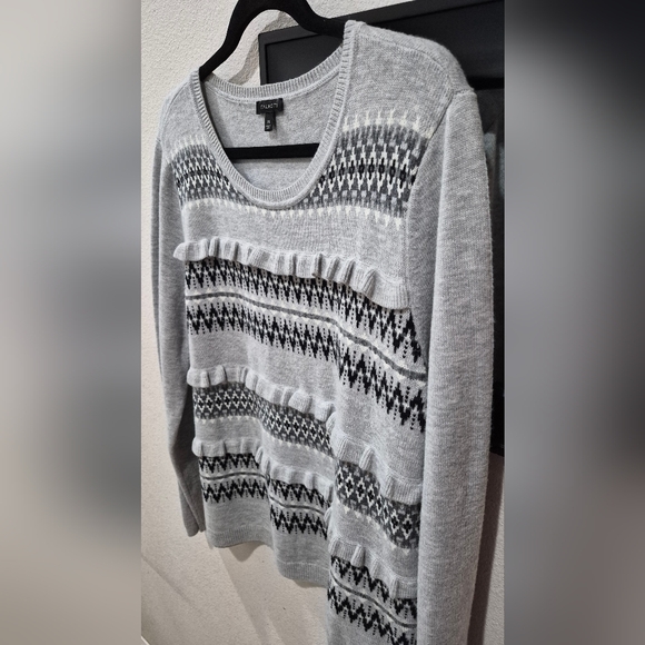 Talbots Fair Isle Ruffle Sweater – Lambswool Blend Size XL EUC - Picture 3 of 7